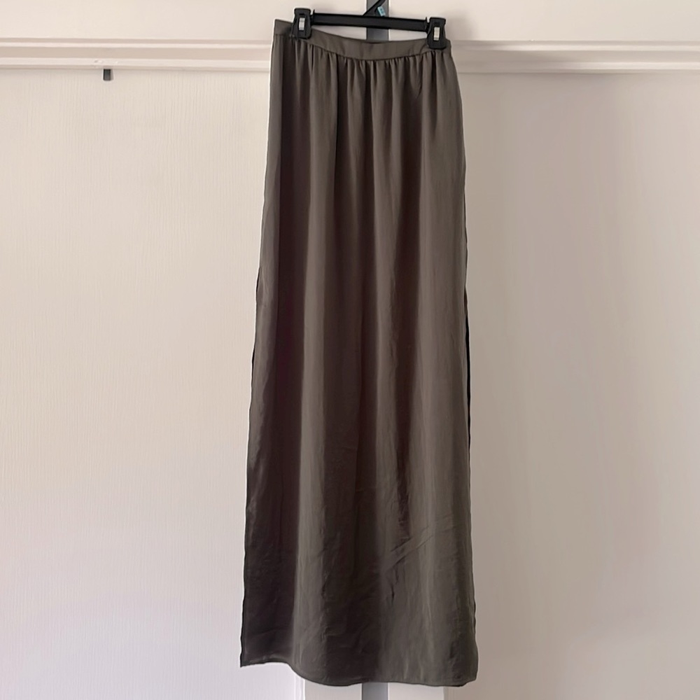 Olive Green maxi Skirt with double Slits